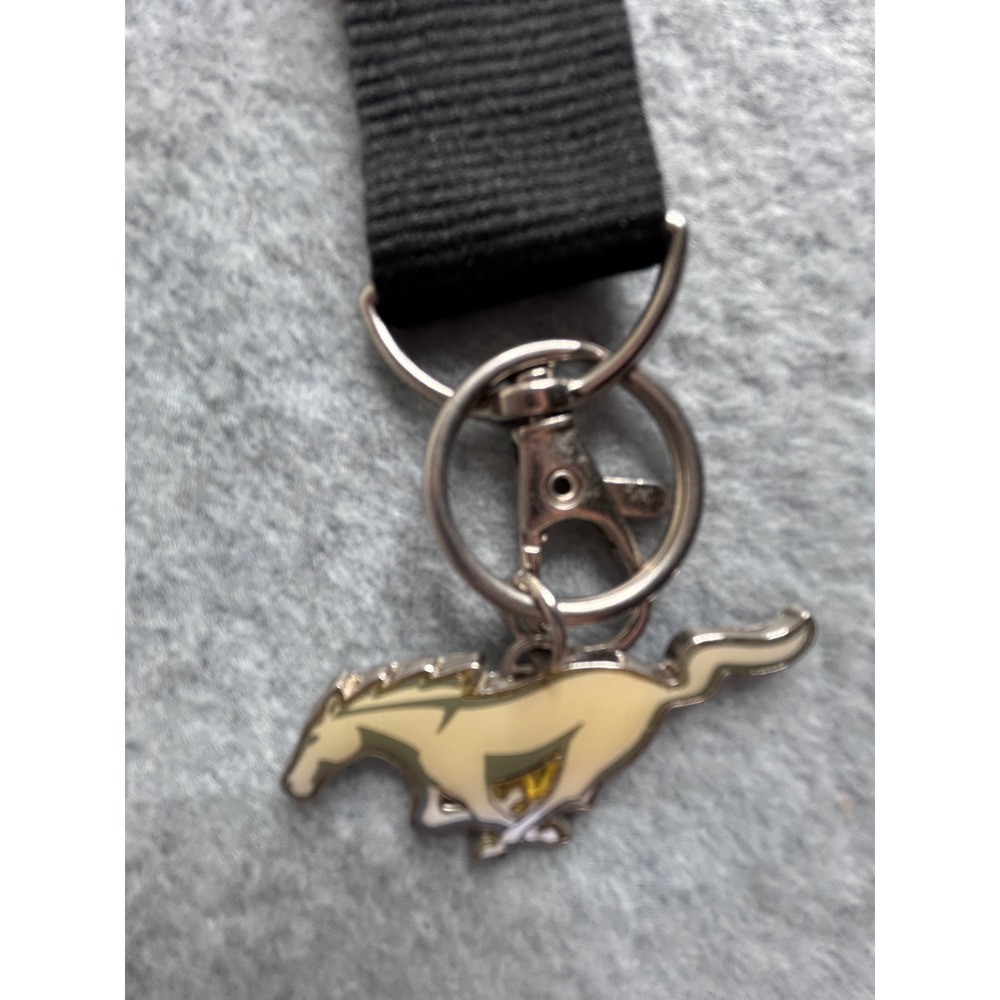 Ford Mustang Black Lanyard with Pony Charm Detachable Buckle Key ID Holder